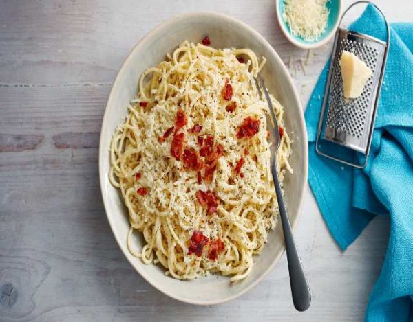 Receta de Espaguetis a la Carbonará sin Huevo